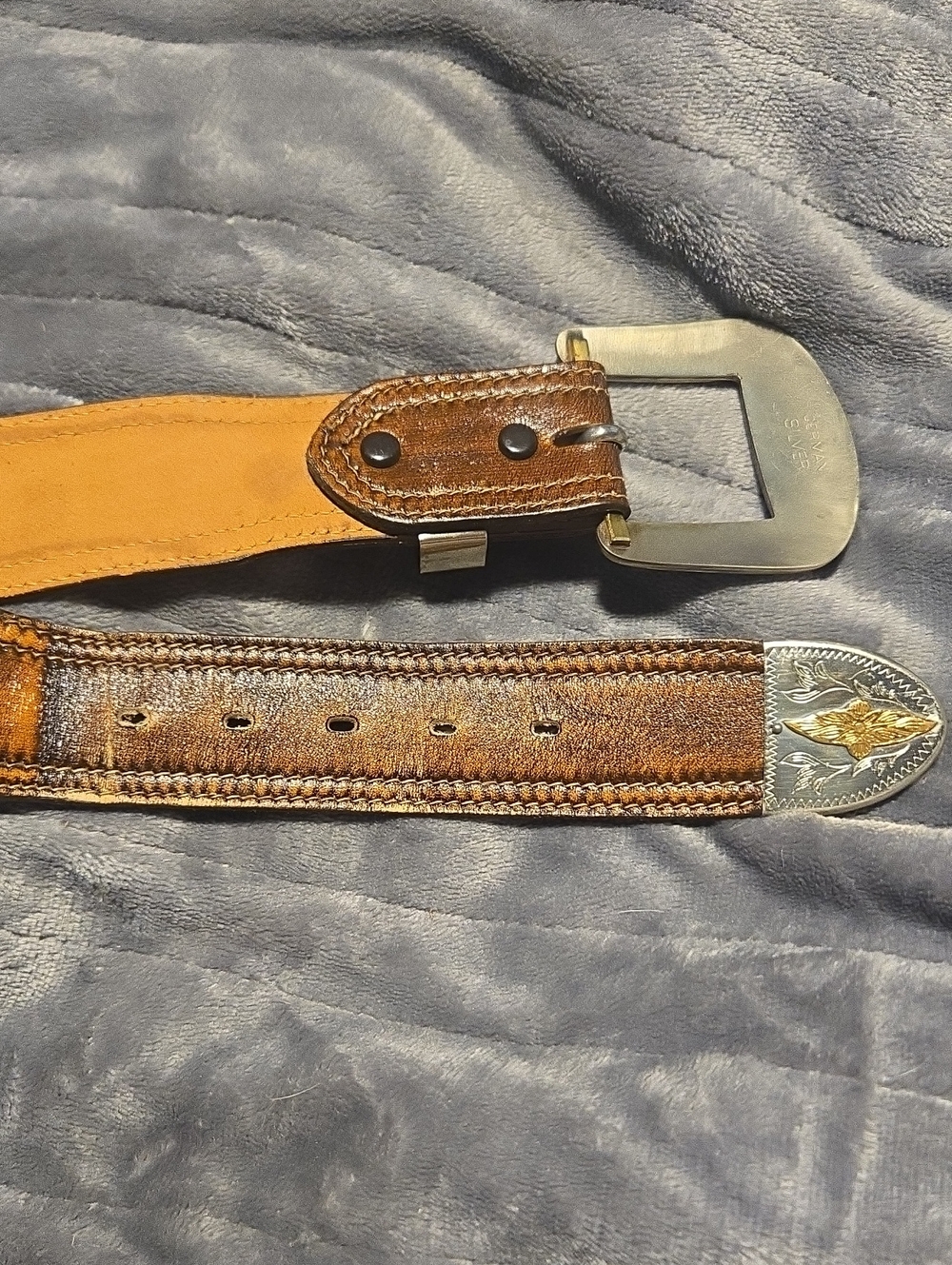 Lyntone-Vintage Cowhide Leather Embossed Lizard Print Western Belt-Size 34 - Picture 14 of 16